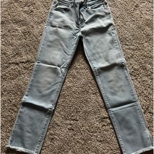 Levi’s cropped light wash fringe jeans